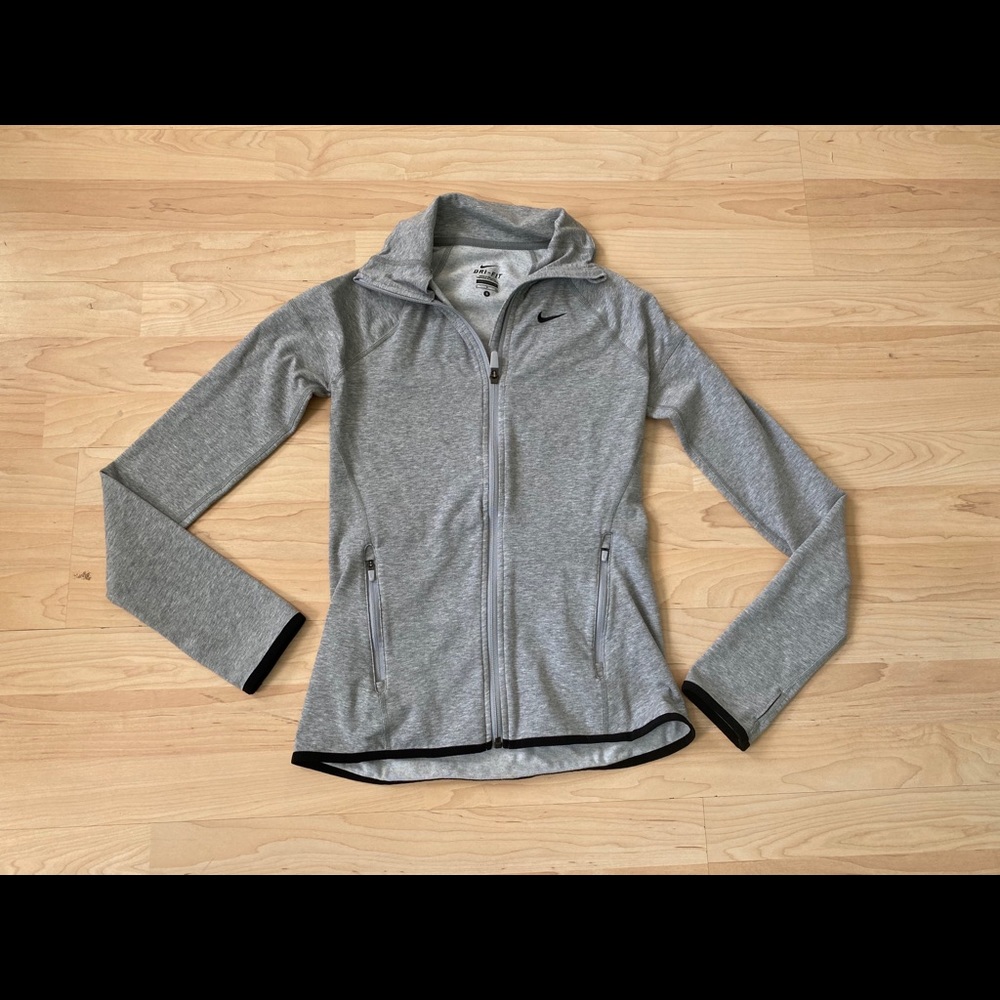 Nike Dri-Fit Grey Stretch Zip Up Size Small